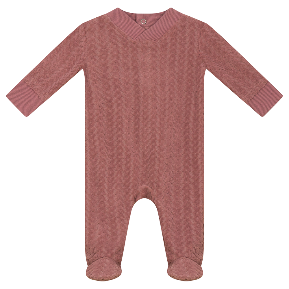 V-Neck Velour Onesie Mauve