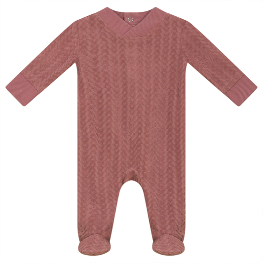 V-Neck Velour Onesie Mauve