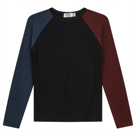 Multi Color Rib Top Black Navy Wine