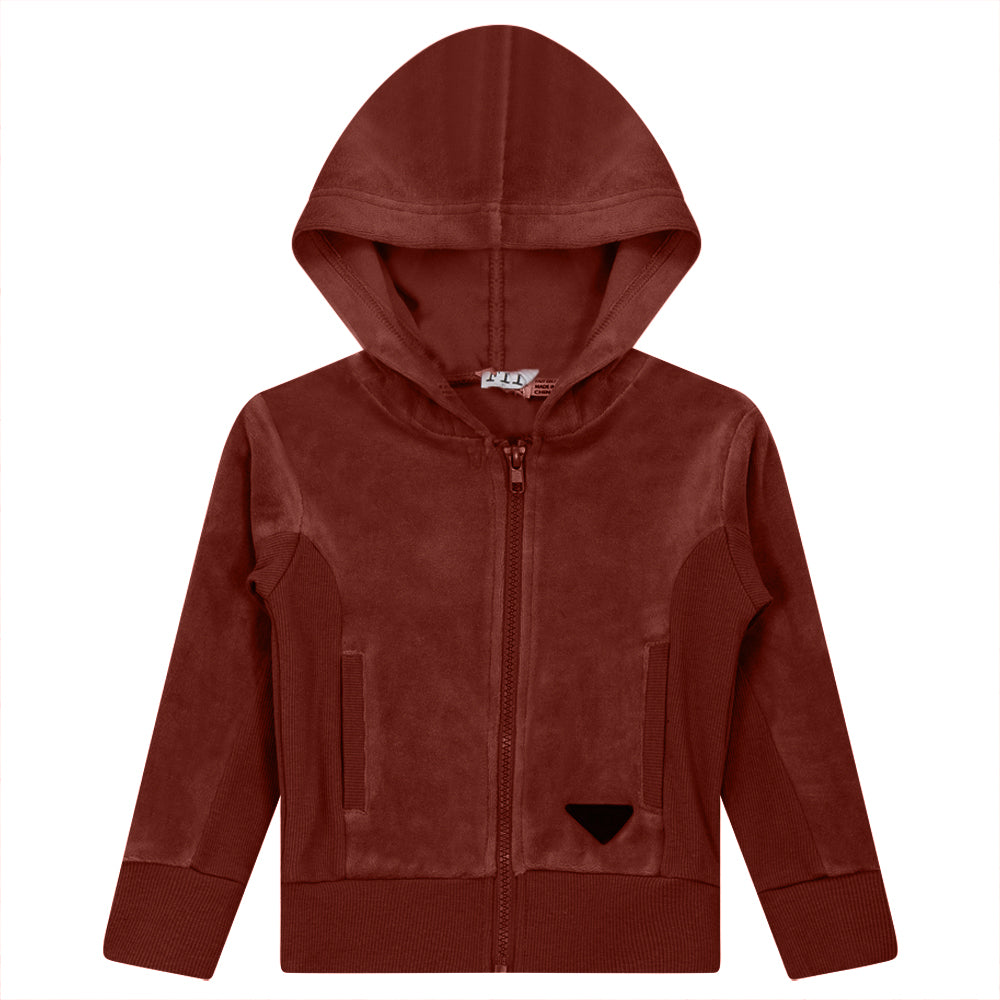 Velour Hoody Cardigan Light Cabernet