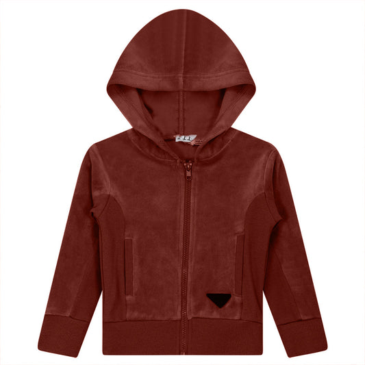Velour Hoody Cardigan Light Cabernet