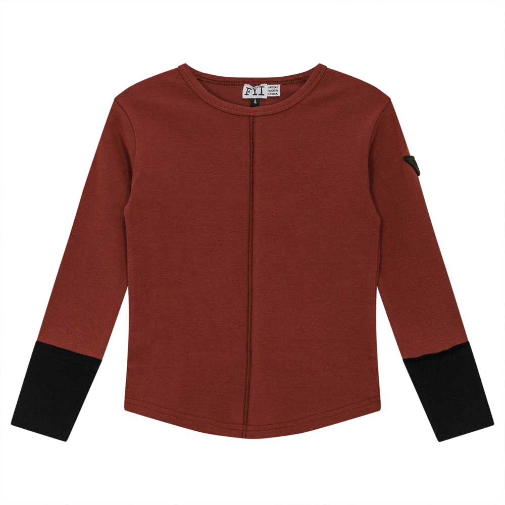 Contrast Cuffs Rib Top Light Cabernet