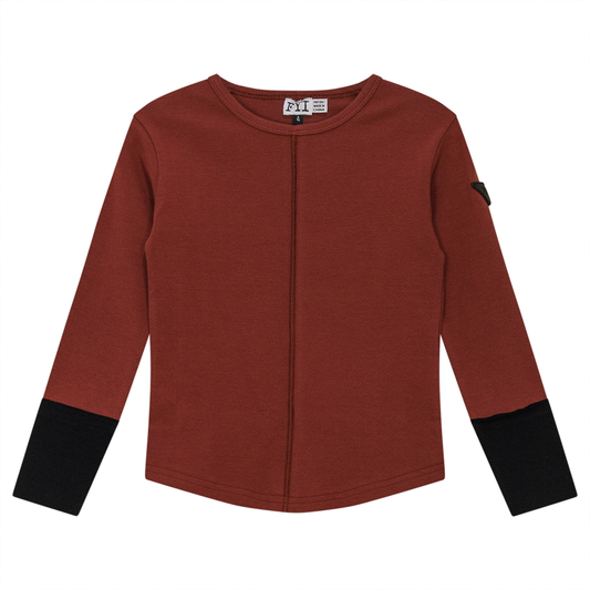 Contrast Cuffs Rib Top Light Cabernet