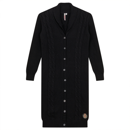 Cable Knit Long Cardigan Black