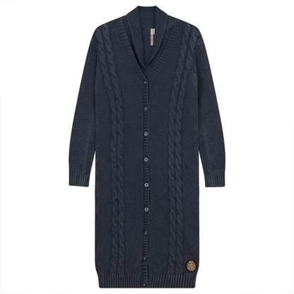 Cable Knit Long Cardigan Washed Black