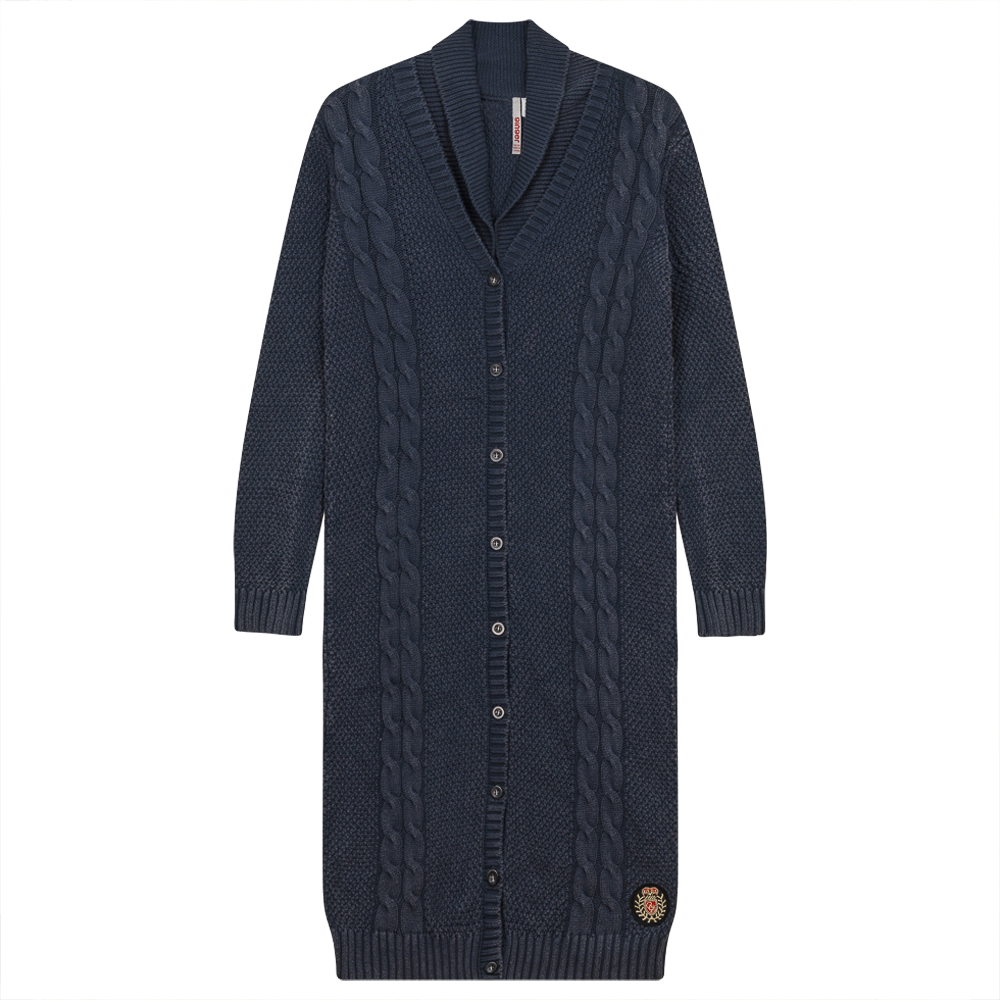 Cable Knit Long Cardigan Washed Black