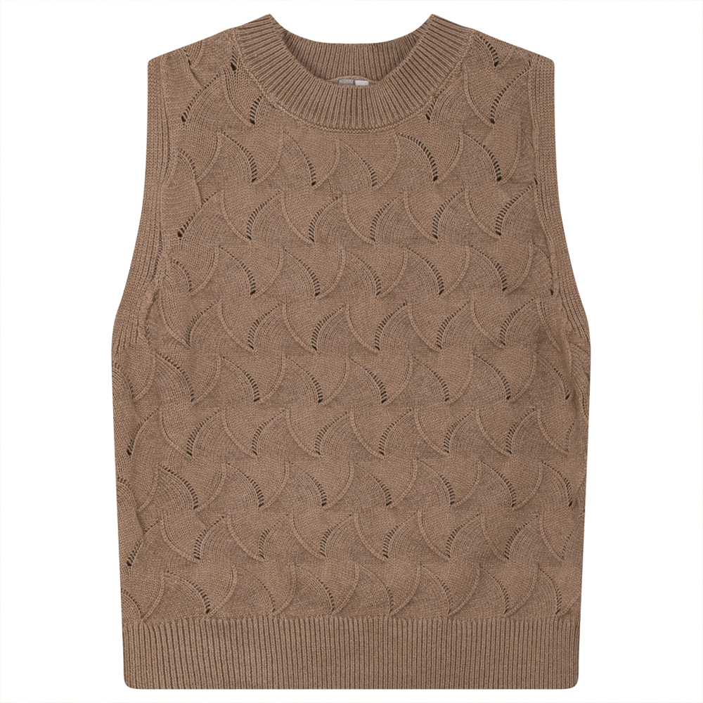Squiggle Textured Vest Cocoa Mix