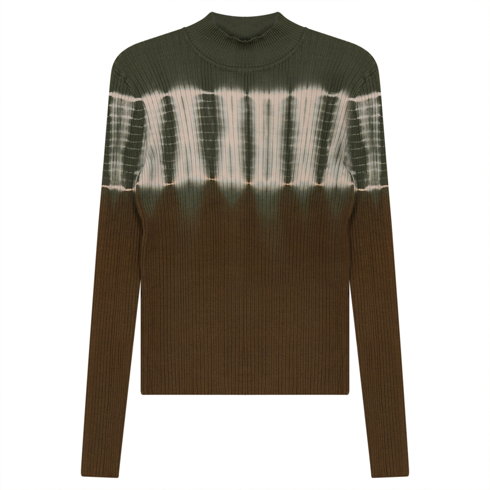 Knit Tie Dye Top Olive Cognac