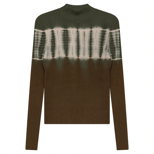 Knit Tie Dye Top Olive Cognac