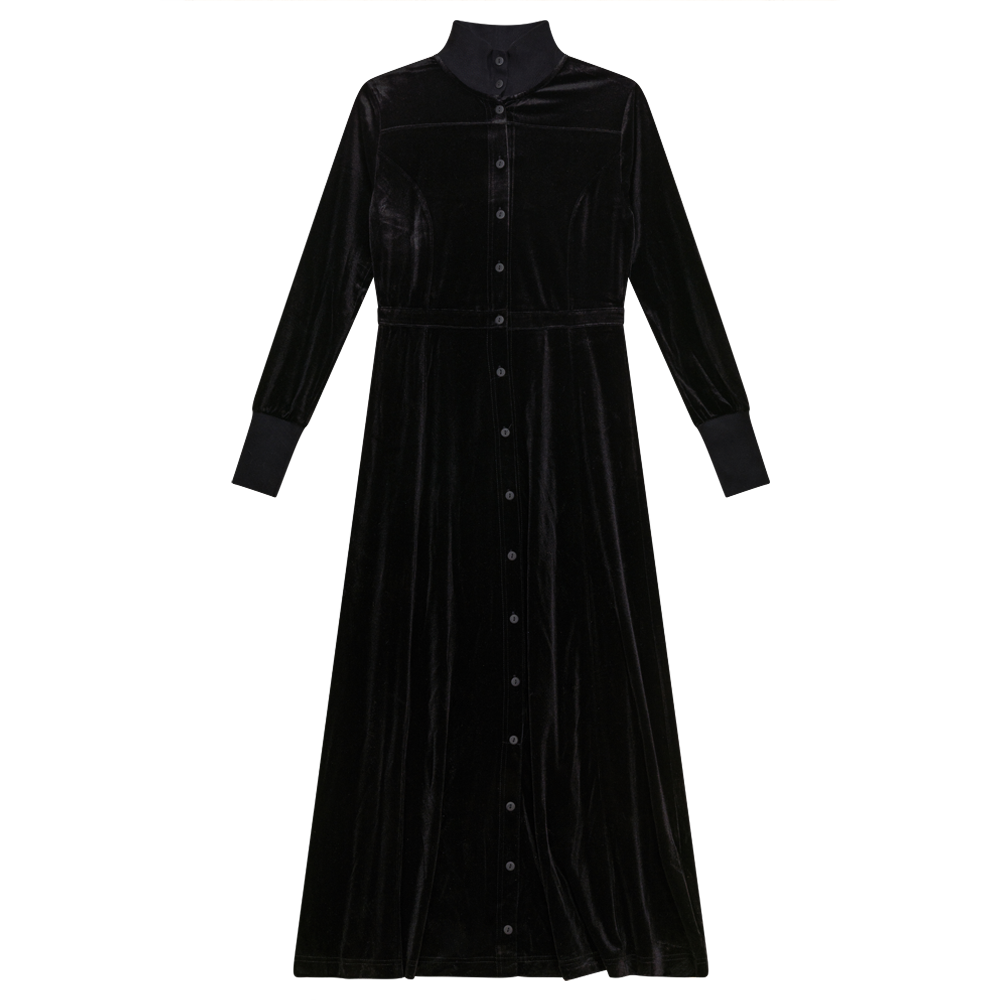 Slinky Velour Dress Black