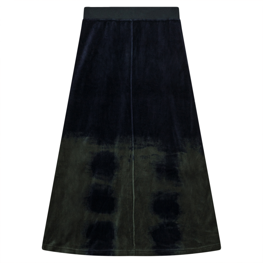 Tie Dye Cotton Velour Skirt Olive Midnight