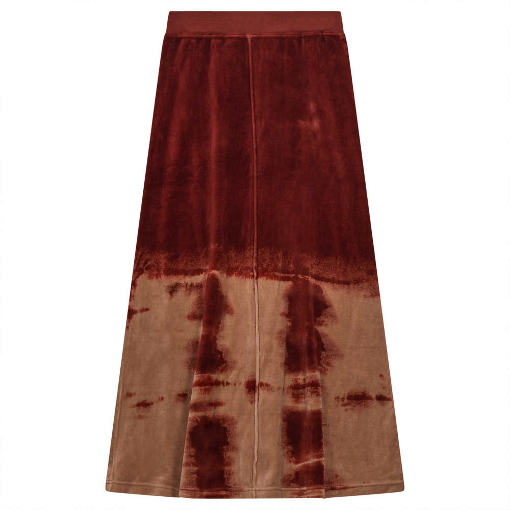 Tie Dye Cotton Velour Skirt Wood Smoke Spice
