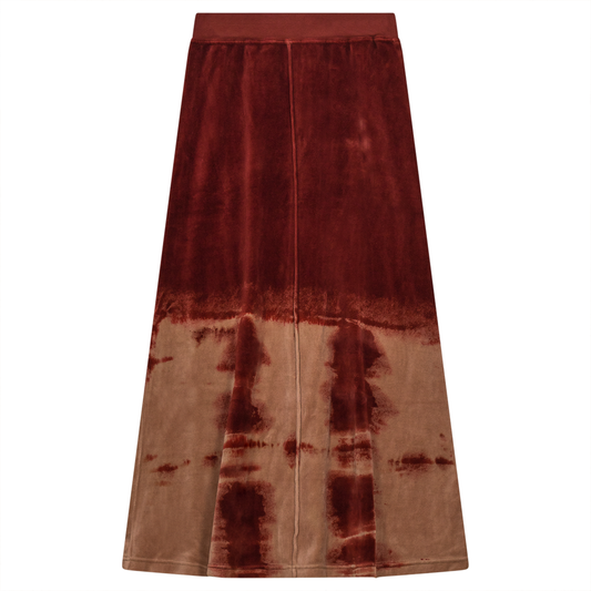 Tie Dye Cotton Velour Skirt Wood Smoke Spice