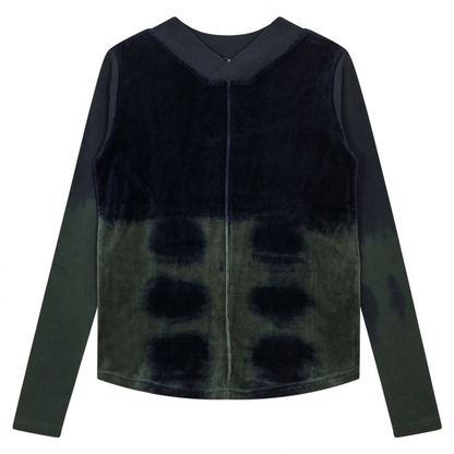 Tie Dye Cotton Velour Top Olive Midnight