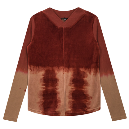 Tie Dye Cotton Velour Top Wood Smoke Spice