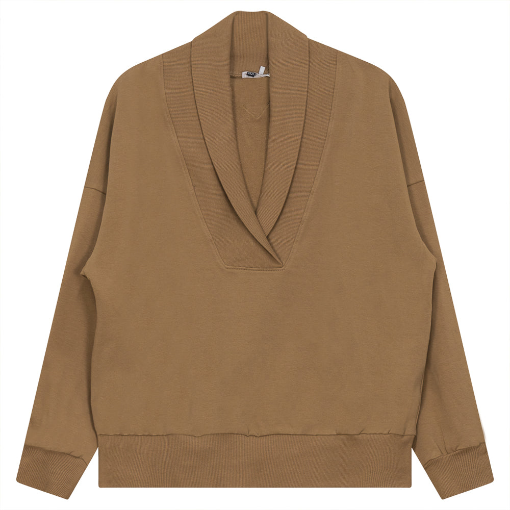 Shawl Collar Sweater Wood Smoke