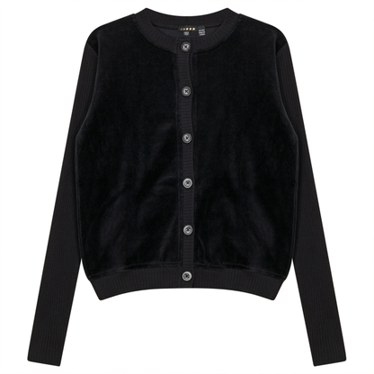 Cotton Velour Cardigan Black