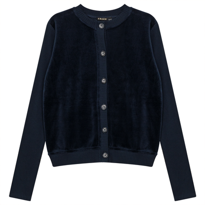 Cotton Velour Cardigan Midnight
