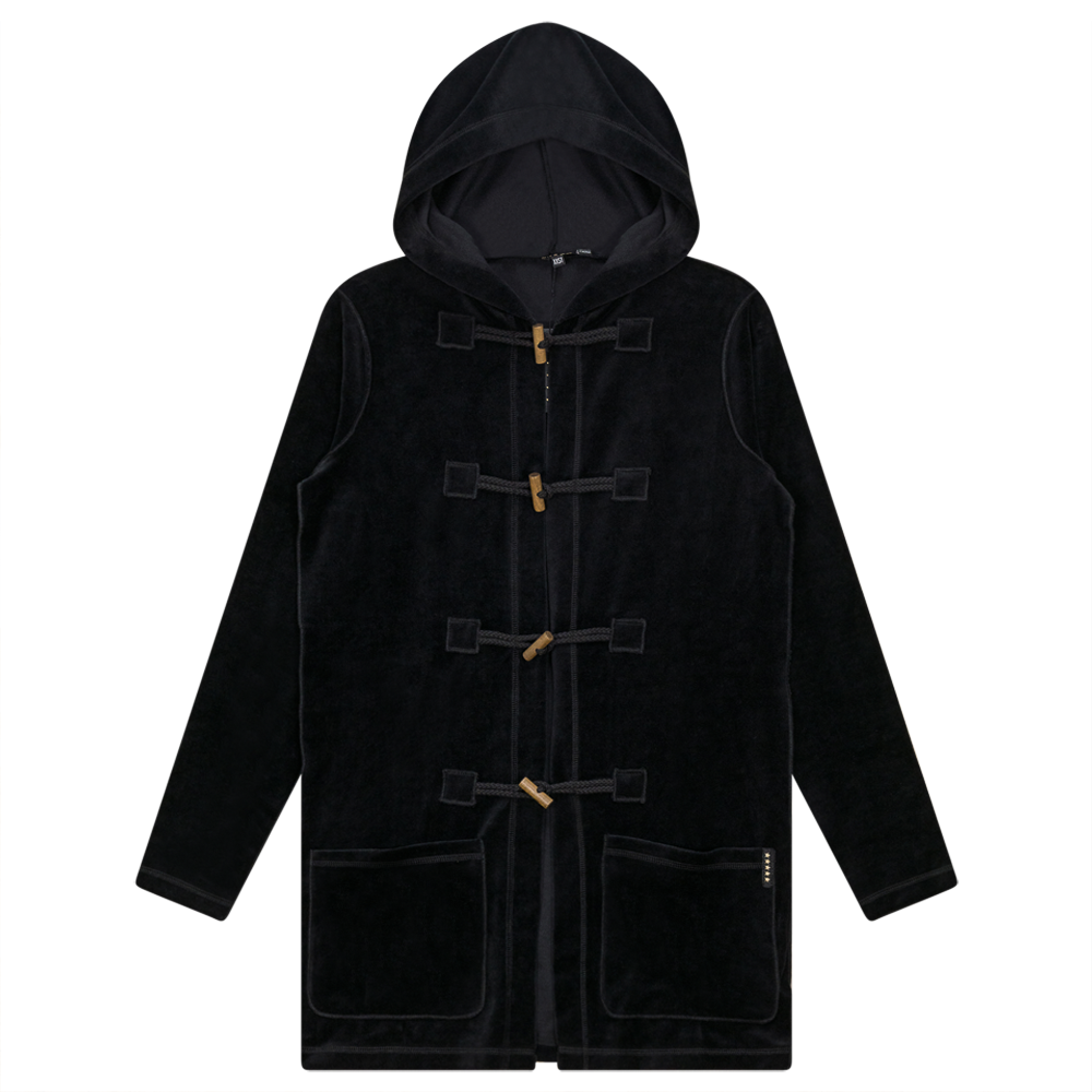 Long Velour Cardigan Black