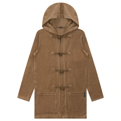 Long Velour Cardigan Wood Smoke