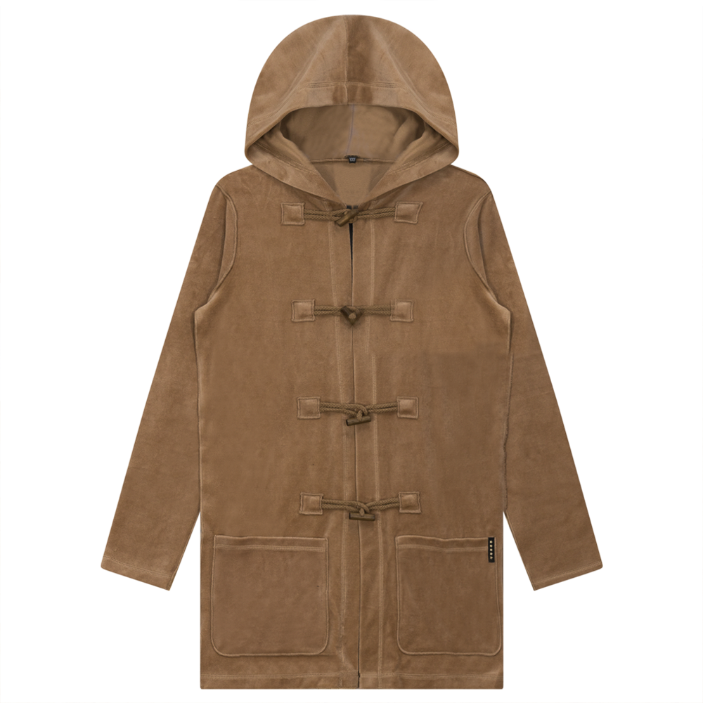 Long Velour Cardigan Wood Smoke