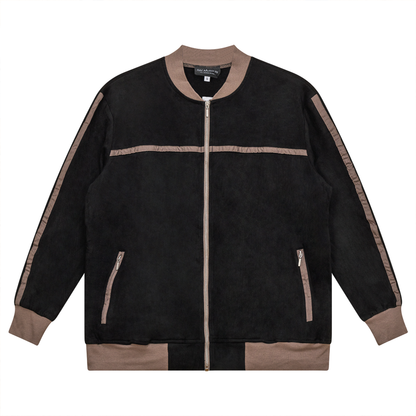 Ladies Suede Maternity Bomber Jacket Black