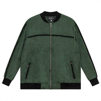 Ladies Suede Maternity Bomber Jacket Hunter