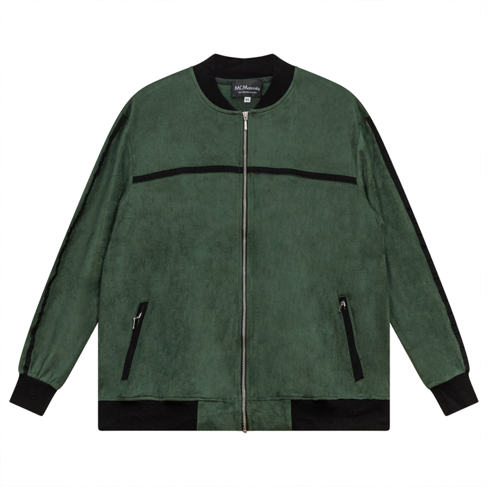 Ladies Suede Maternity Bomber Jacket Hunter