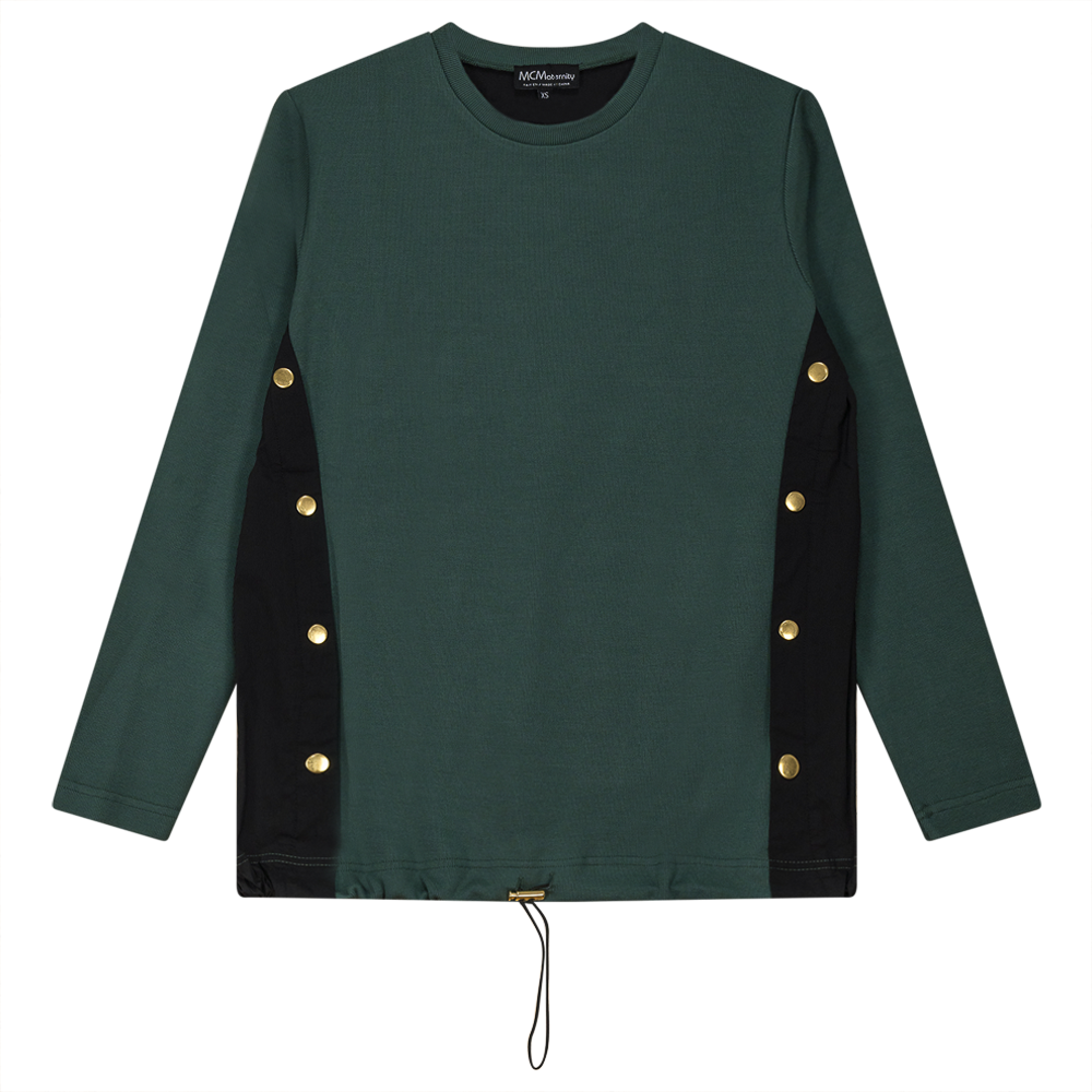Knit Shirting Combo Bungee Top Basil