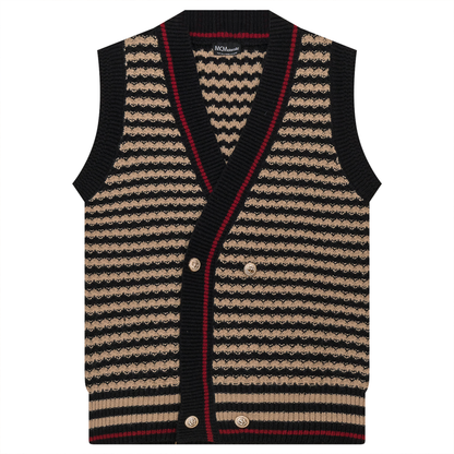 Maternity Stripped Knit Double Breasted Vest