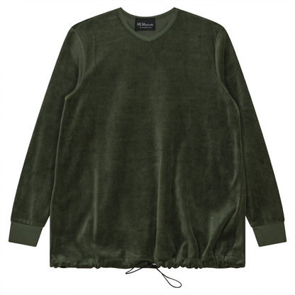 Maternity V-neck Velour Bungee Top Dark Olive