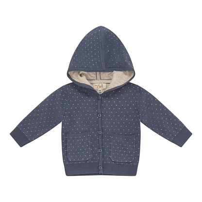 Knitted Jacket Dark Blue Grey Dark Almond