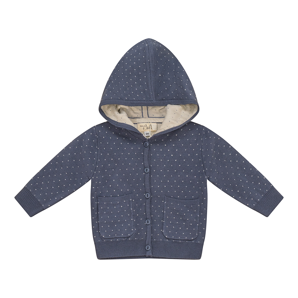 Knitted Jacket Dark Blue Grey Dark Almond