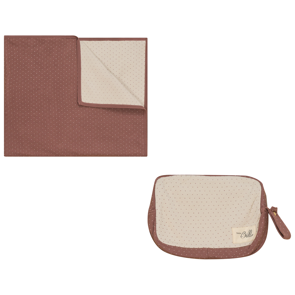 Knitted Blanket with Pouch Rose Dark Almond One Size