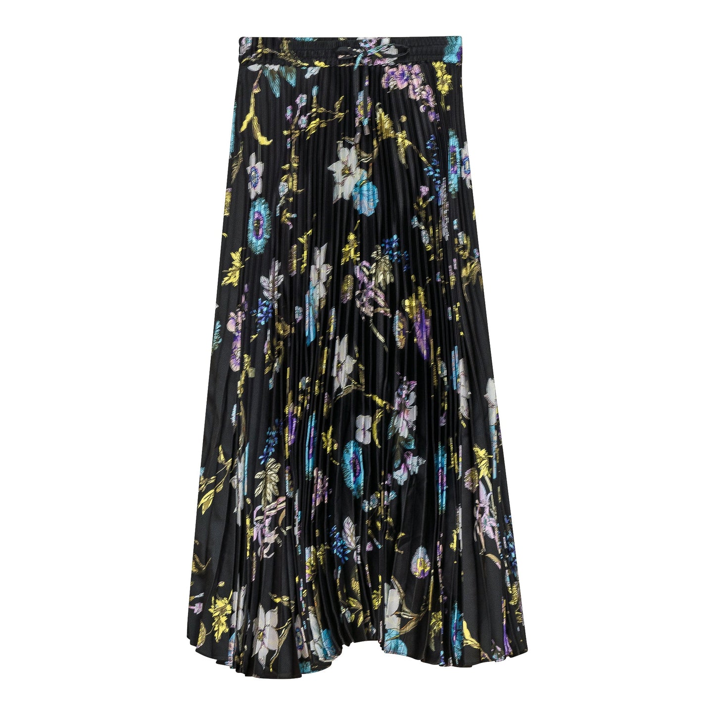 Accordian Pleated Printed Midi Skirt Black Plum