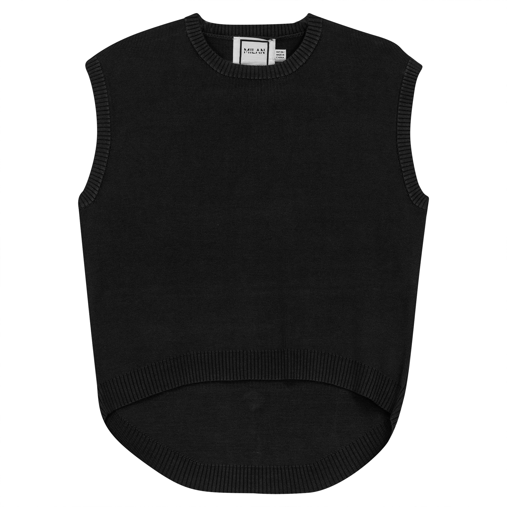 Knit High Low Vest Black