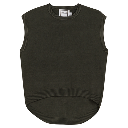Knit High Low Vest Dark Olive