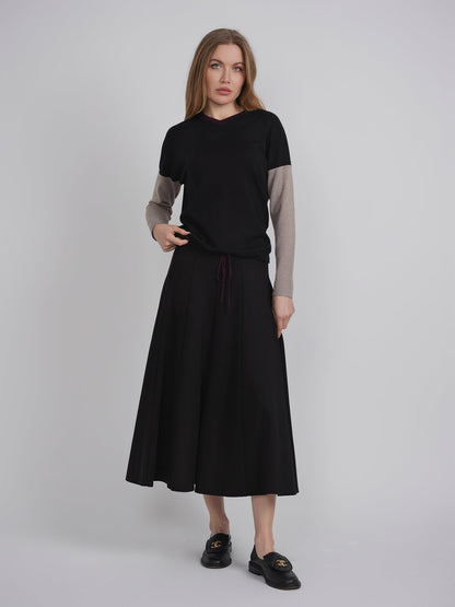 Color Blocked V Neck Bungee Sweater