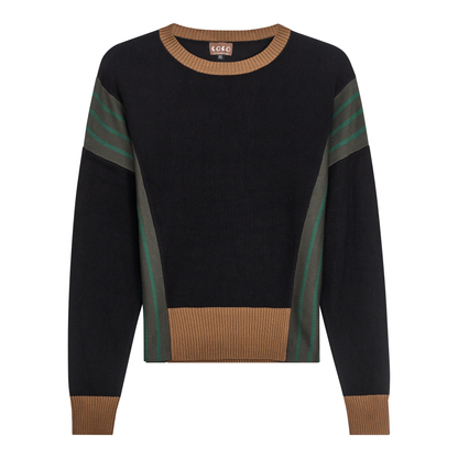 Color Blocked Sweater Black Dark Olive
