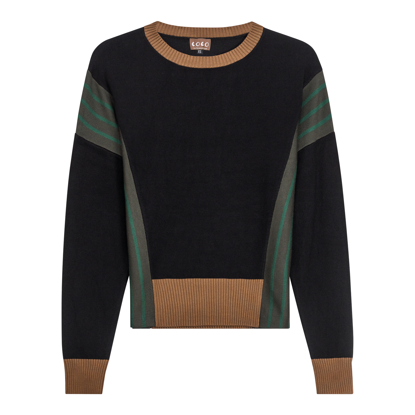 Color Blocked Sweater Black Dark Olive