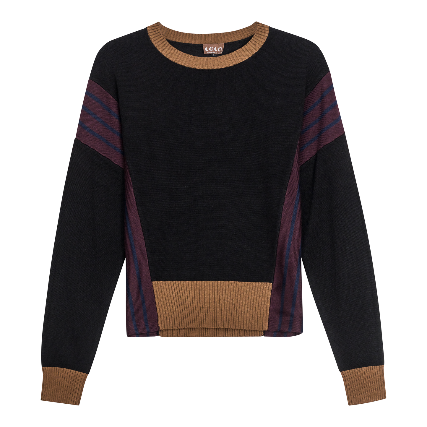 Color Blocked Sweater Black Eggplant