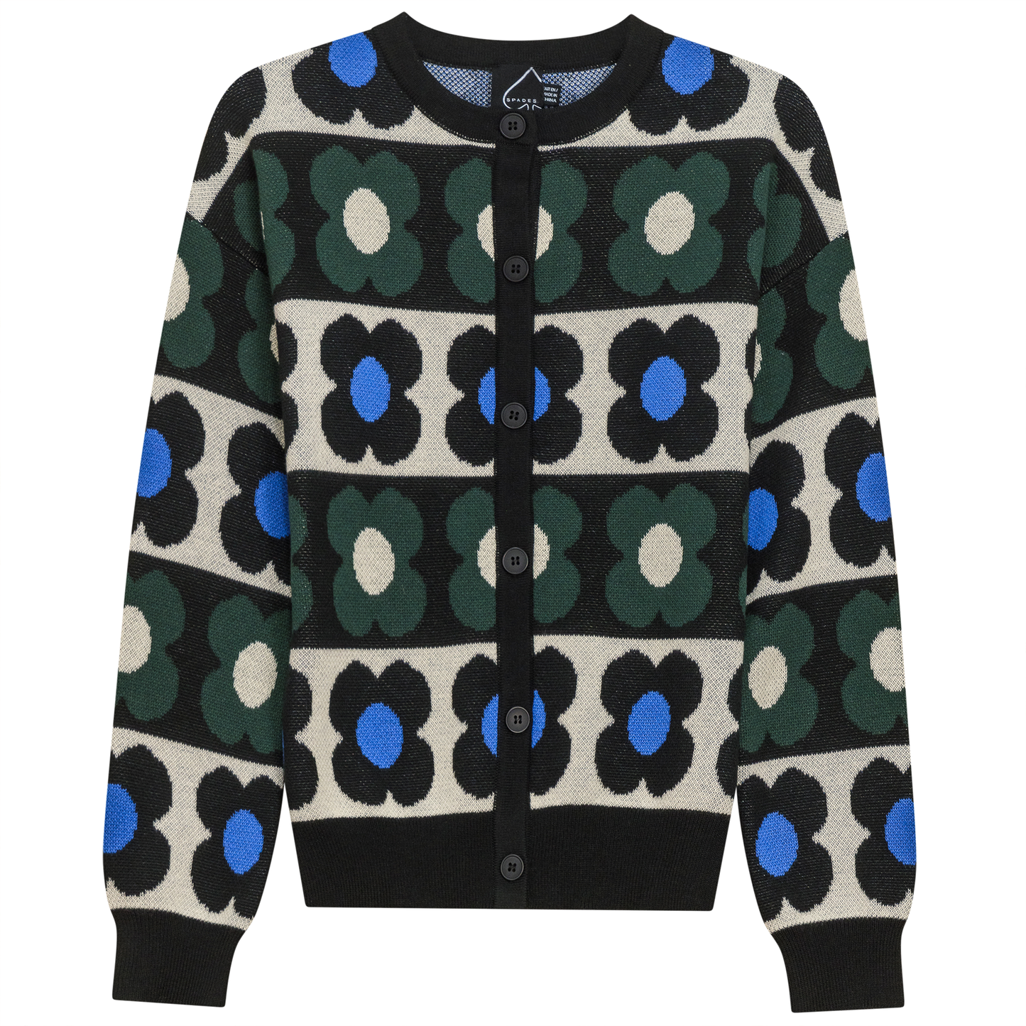 Knit Cardigan Black Cream