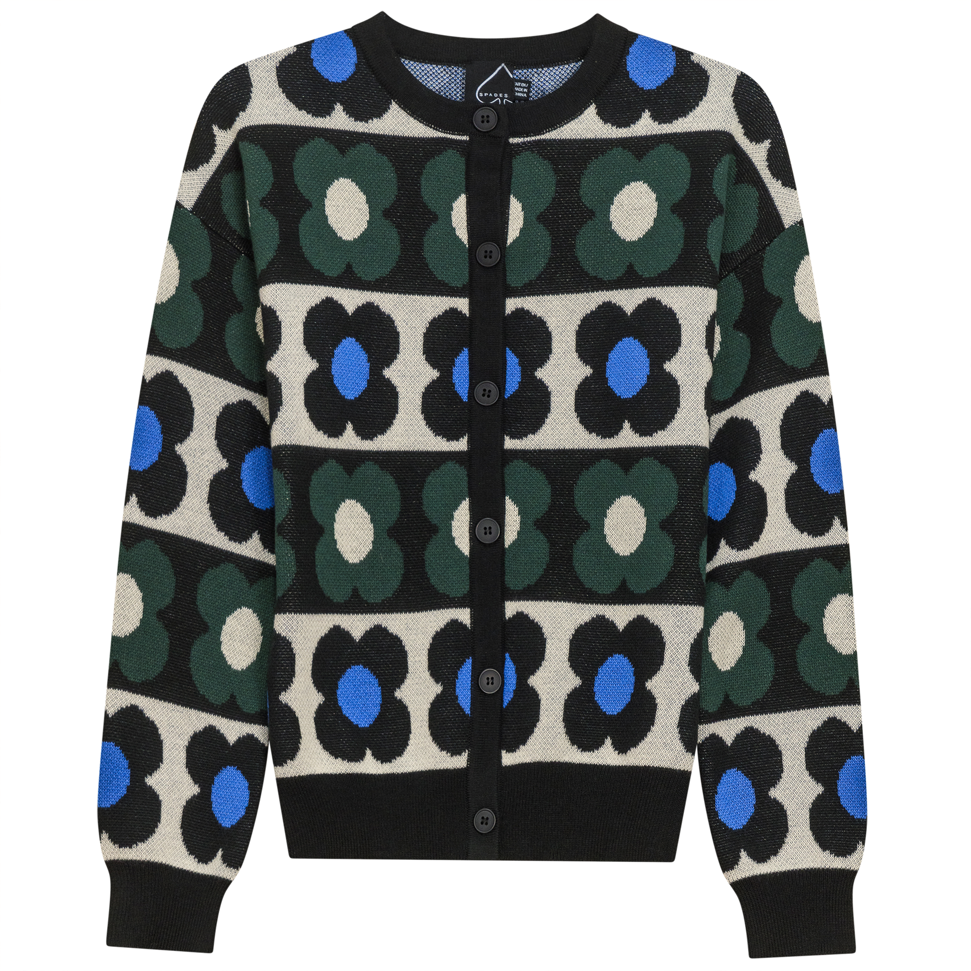 Knit Cardigan Black Cream