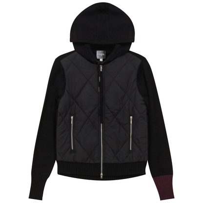 Quilted Bomber Jacket Combo Black Wine