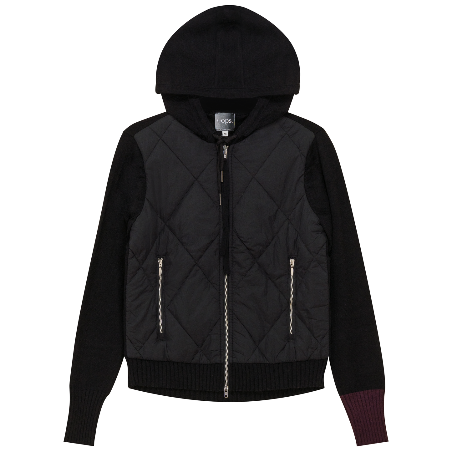Quilted Bomber Jacket Combo Black Wine