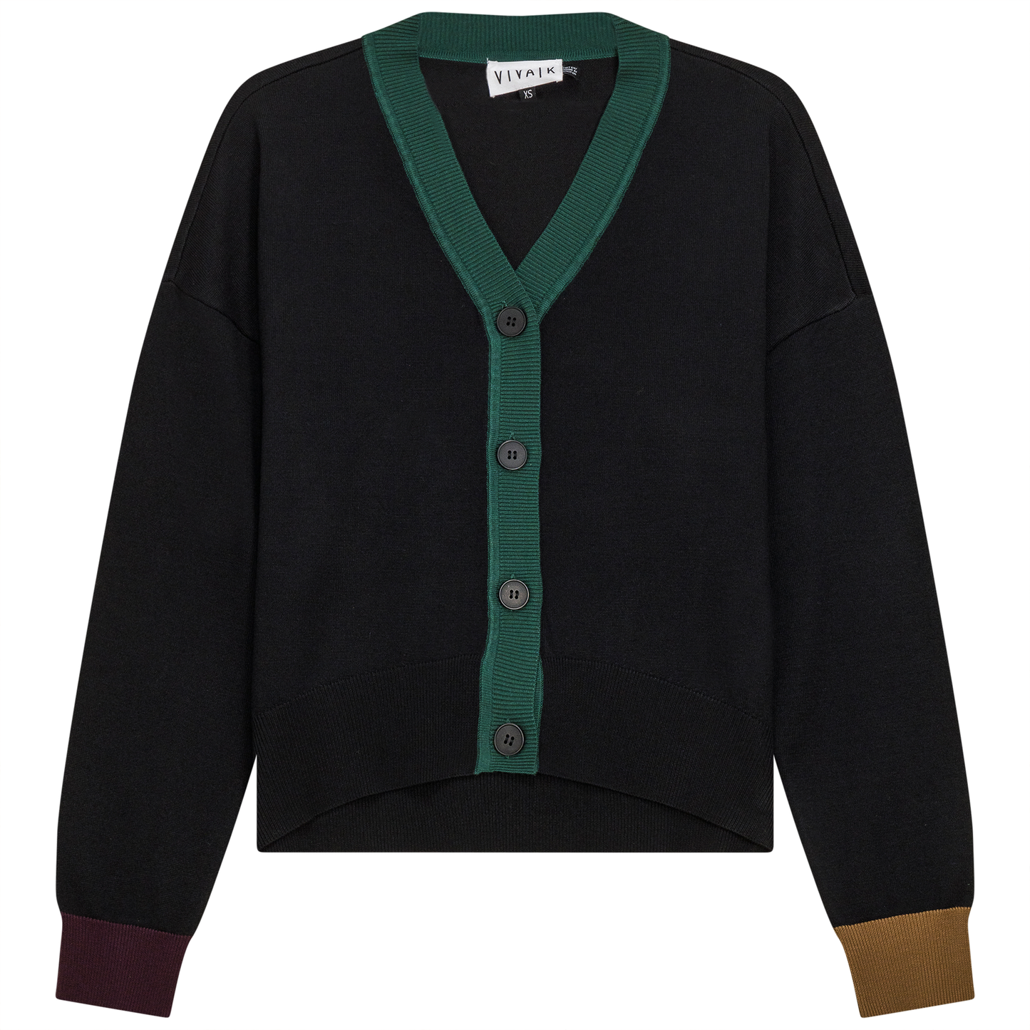 Color Blocked Cropped Cardigan Black Hunter