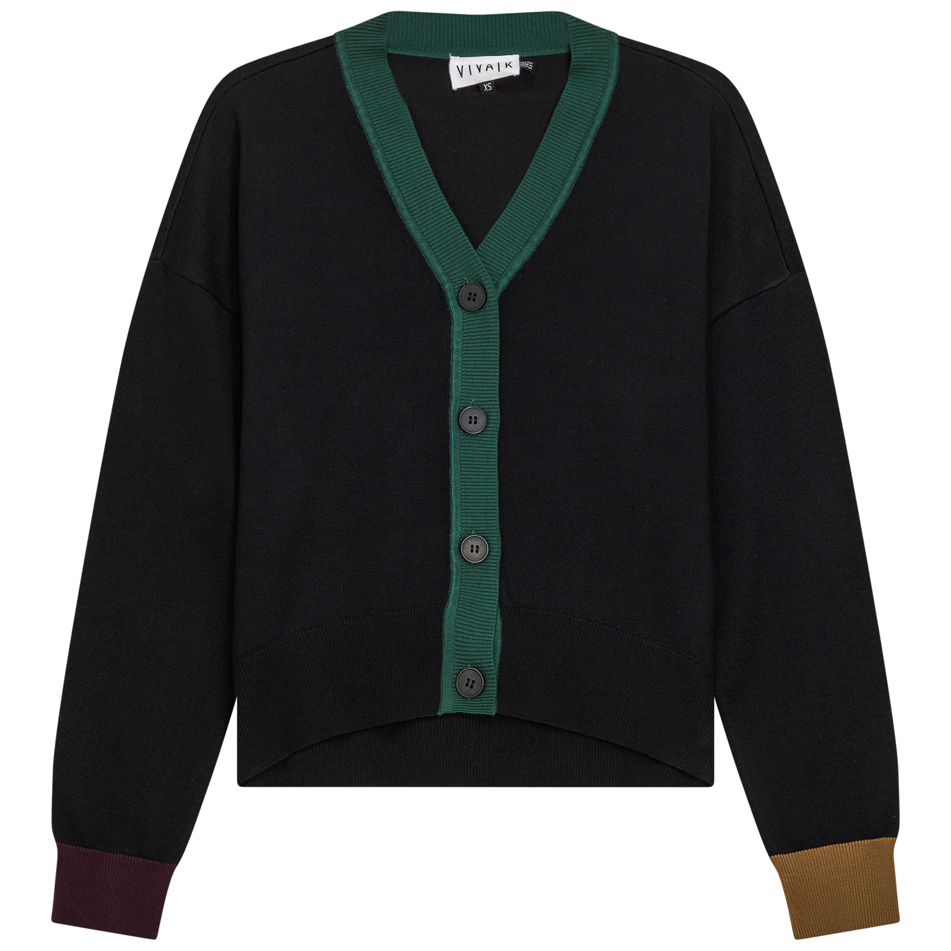 Color Blocked Cropped Cardigan Black Hunter