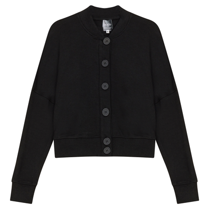 Cropped Sweatshirt Cardigan Black