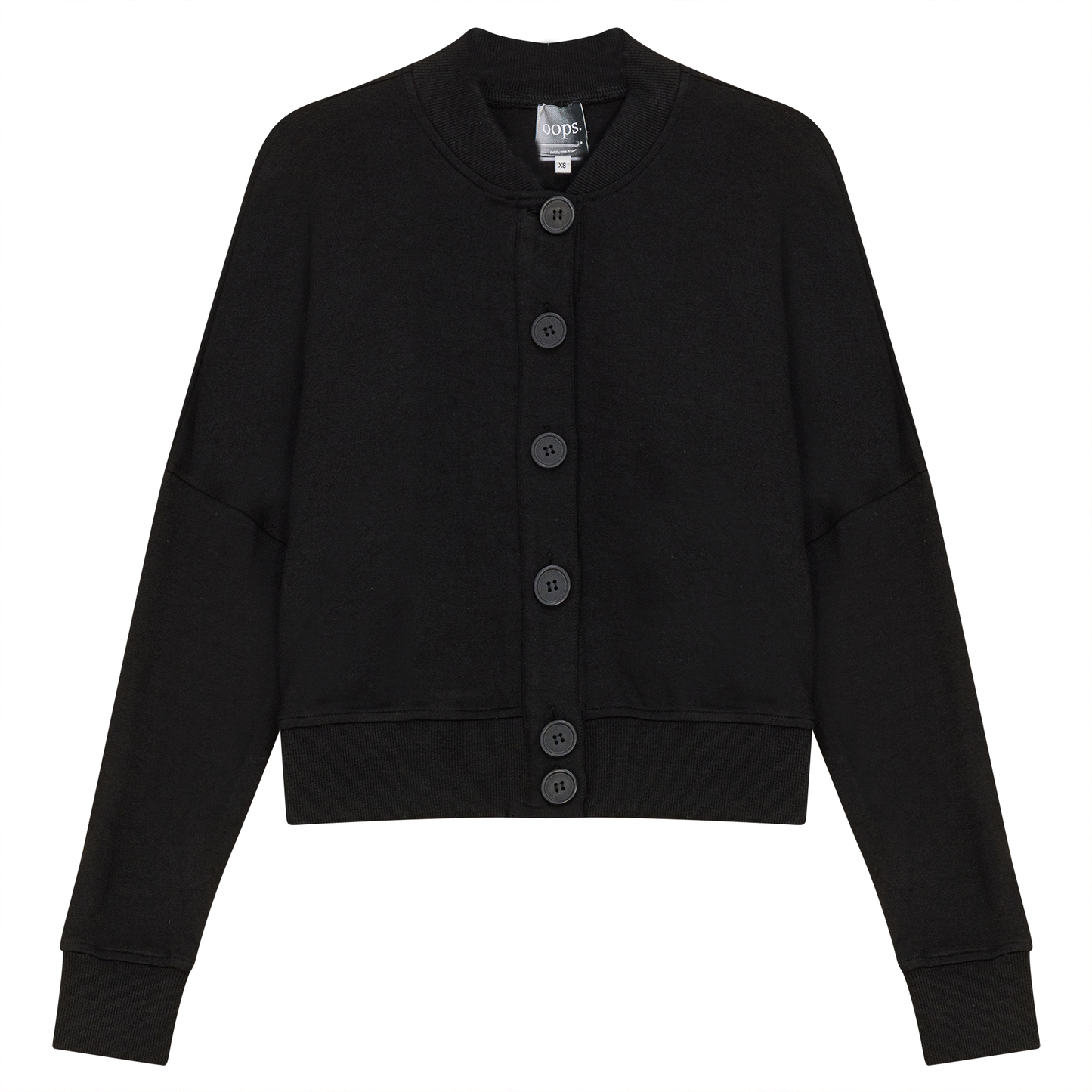 Cropped Sweatshirt Cardigan Black