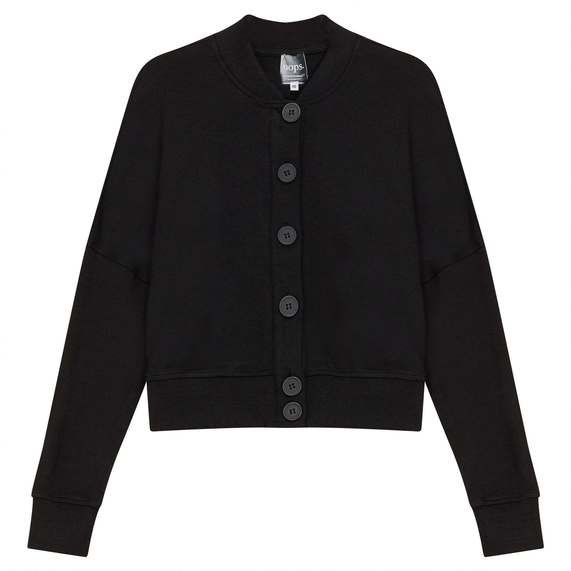 Cropped Sweatshirt Cardigan Black